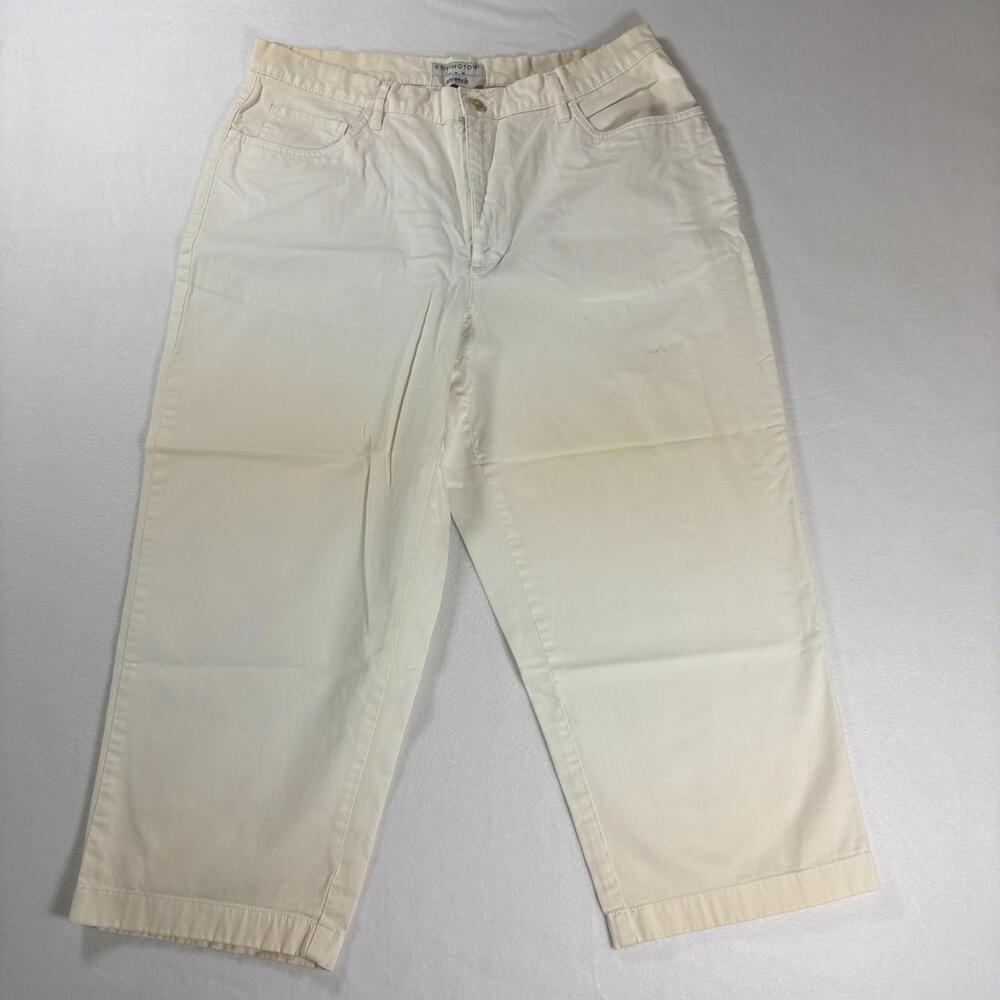 Covington Pants Women’s 14 Stretch Beige White Cropped Casual Capri